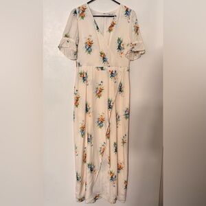 Madewell Cream Floral Midi Dress